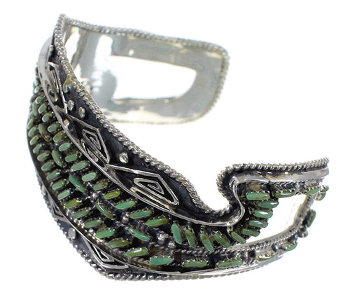 Authentic Sterling Silver Turquoise Needlepoint Water Waves Heavy Cuff Bracelet VX63518