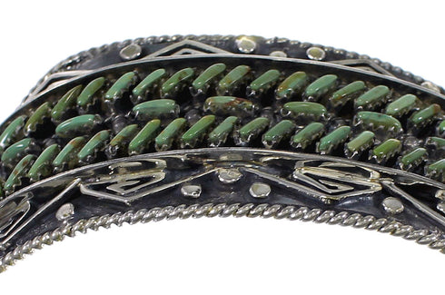 Authentic Sterling Silver Turquoise Needlepoint Water Waves Heavy Cuff Bracelet VX63518