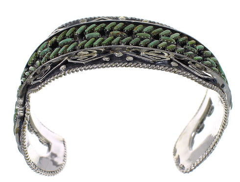 Authentic Sterling Silver Turquoise Needlepoint Water Waves Heavy Cuff Bracelet VX63518