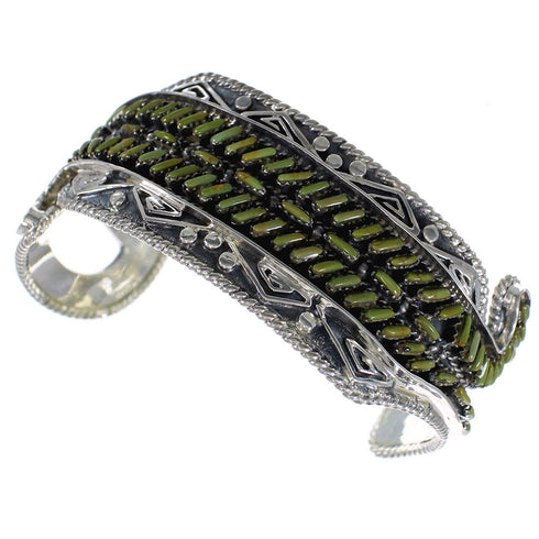 Southwest Sterling Silver Turquoise Needlepoint Water Waves Heavy Cuff Bracelet VX63520
