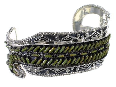Southwest Sterling Silver Turquoise Needlepoint Water Waves Heavy Cuff Bracelet VX63520