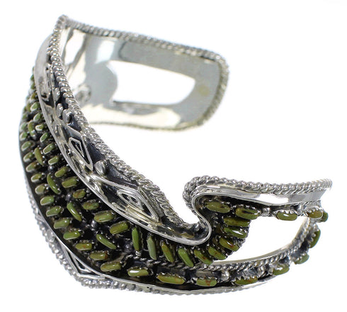 Southwest Sterling Silver Turquoise Needlepoint Water Waves Heavy Cuff Bracelet VX63520