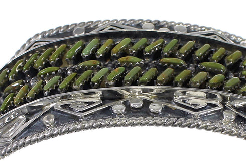 Southwest Sterling Silver Turquoise Needlepoint Water Waves Heavy Cuff Bracelet VX63520