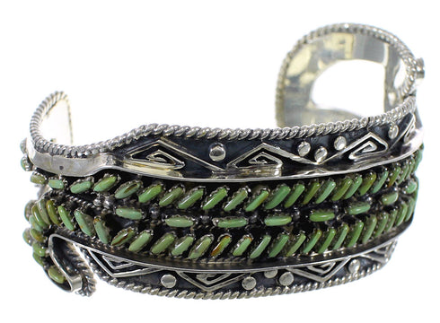 Southwest Sterling Silver Turquoise Needlepoint Water Waves Heavy Cuff Bracelet VX63521