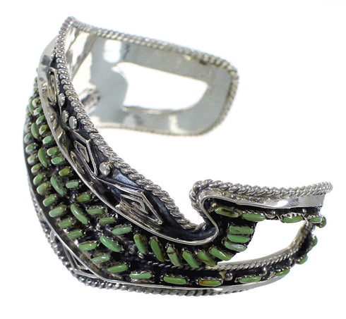 Southwest Sterling Silver Turquoise Needlepoint Water Waves Heavy Cuff Bracelet VX63521