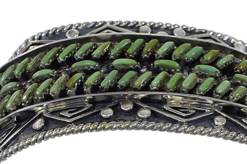 Southwest Sterling Silver Turquoise Needlepoint Water Waves Heavy Cuff Bracelet VX63521