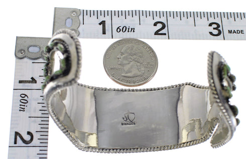 Southwest Sterling Silver Turquoise Needlepoint Water Waves Heavy Cuff Bracelet VX63521