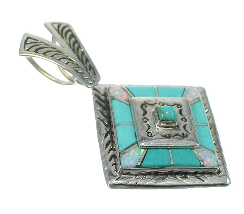 Genuine Sterling Silver Turquoise Opal Inlay Pendant MX63832