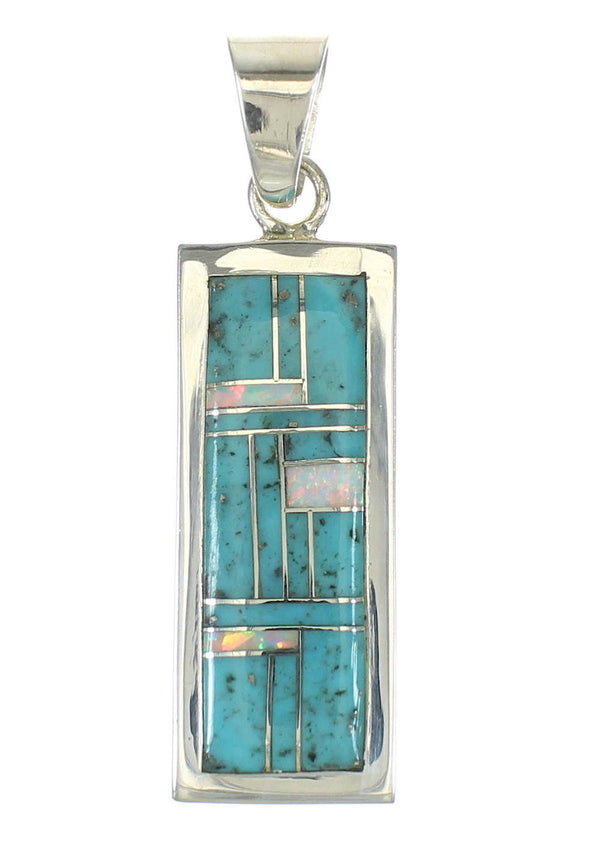Opal And Turquoise Inlay Southwest Silver Pendant MX63838