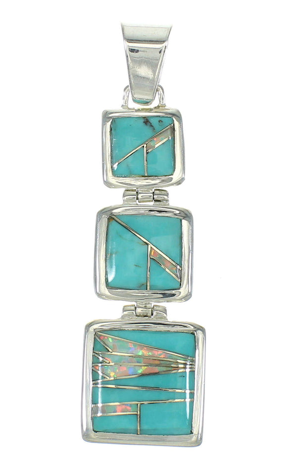 Sterling Silver Opal Turquoise Inlay Pendant MX63853