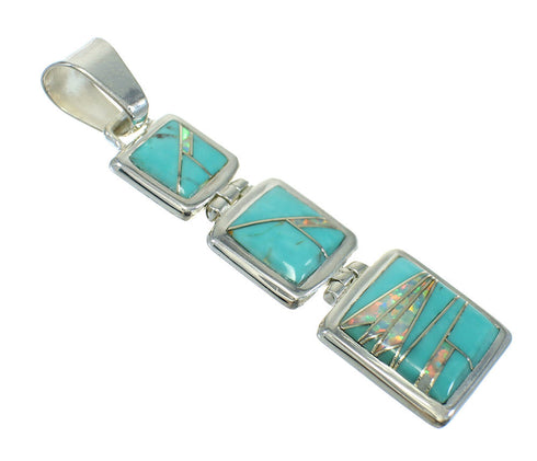 Sterling Silver Opal Turquoise Inlay Pendant MX63853