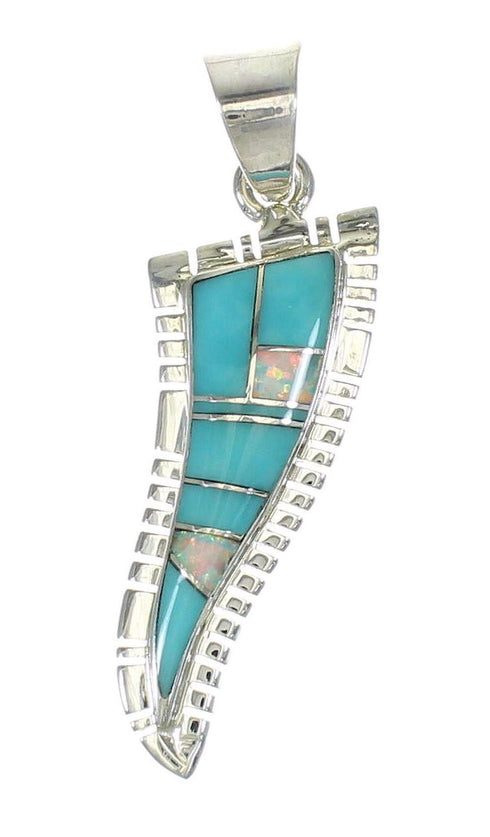 Opal Turquoise Inlay Southwest Authentic Sterling Silver Pendant MX63861