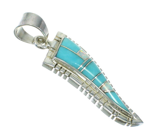 Opal Turquoise Inlay Southwest Authentic Sterling Silver Pendant MX63861