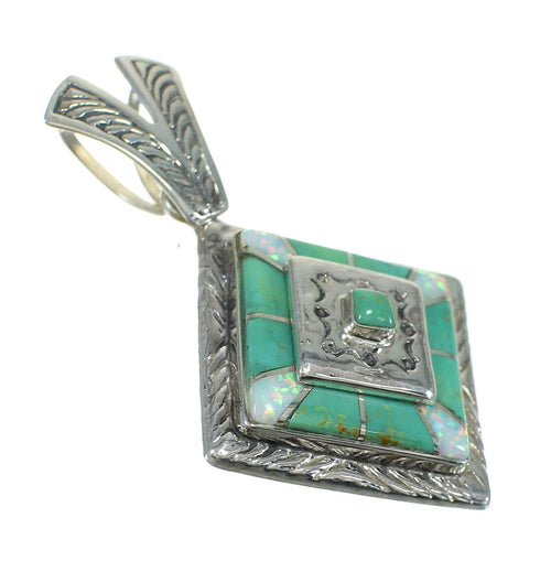 Genuine Sterling Silver Turquoise And Opal Pendant MX63895