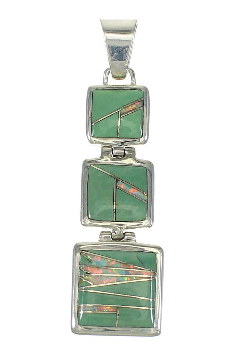 Turquoise And Opal Southwest Genuine Sterling Silver Pendant MX63919