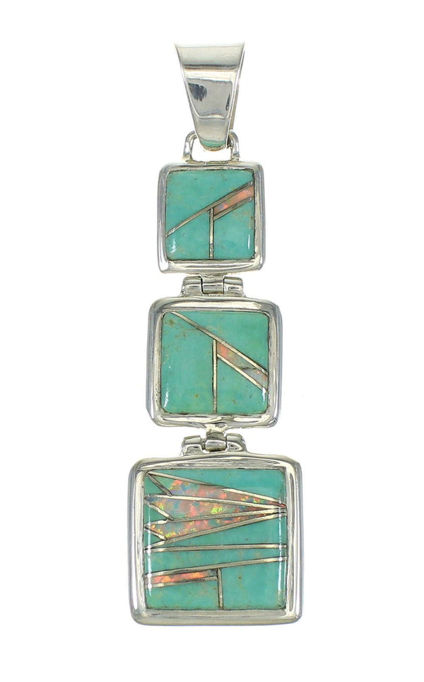 Opal Turquoise Southwest Genuine Sterling Silver Pendant MX63920