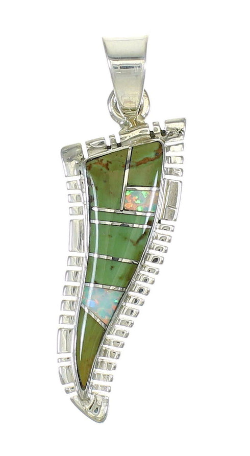 Turquoise And Opal Silver Southwest Pendant MX63944