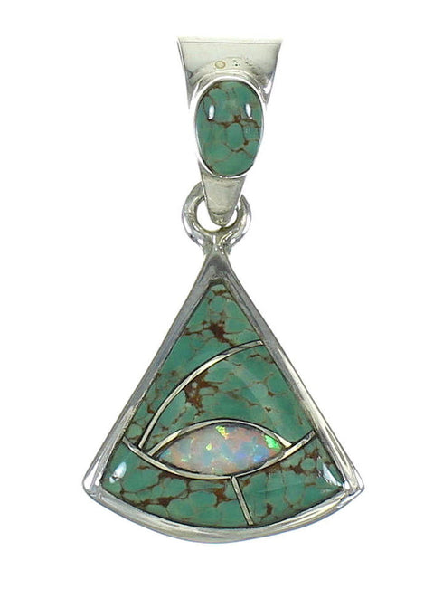 Sterling Silver Turquoise And Opal Southwest Jewelry Pendant MX63965