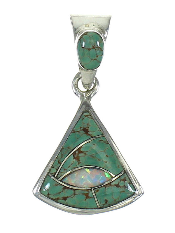 Sterling Silver Turquoise And Opal Southwest Jewelry Pendant MX63965