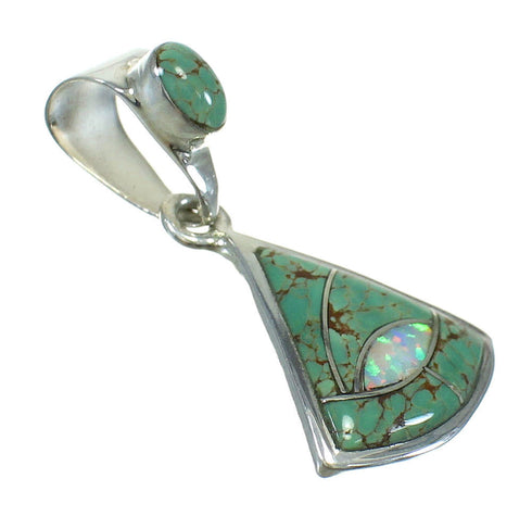 Sterling Silver Turquoise And Opal Southwest Jewelry Pendant MX63965