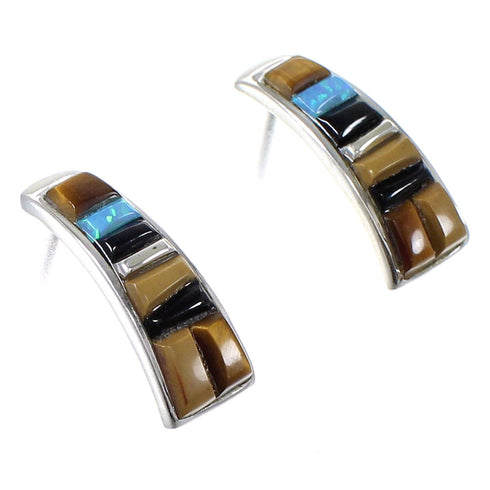 Multicolor Southwest Genuine Sterling Silver Post Earrings WX64199