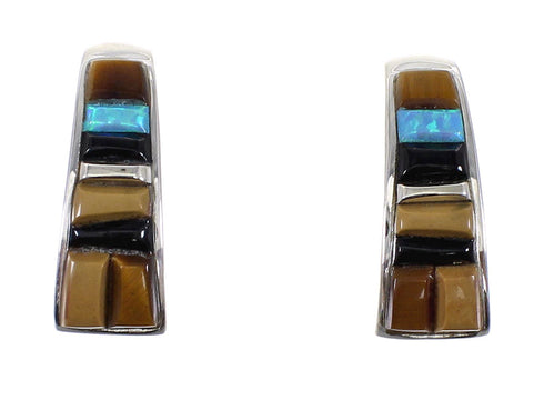 Multicolor Southwest Genuine Sterling Silver Post Earrings WX64199