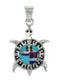 Multicolor Inlay Turtle Southwestern Sterling Silver Pendant WX63717