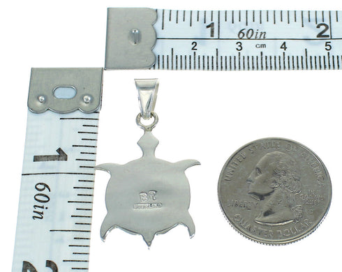 Multicolor Inlay Turtle Southwestern Sterling Silver Pendant WX63717