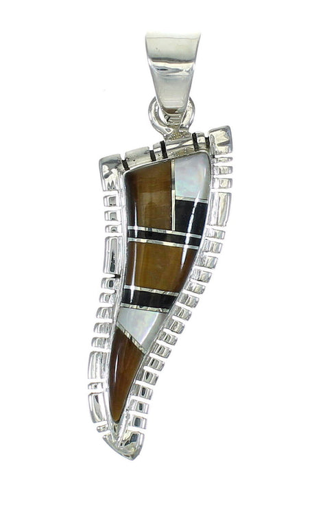 Multicolor Inlay Southwest Sterling Silver Pendant WX63765