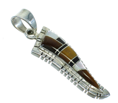 Multicolor Inlay Southwest Sterling Silver Pendant WX63765