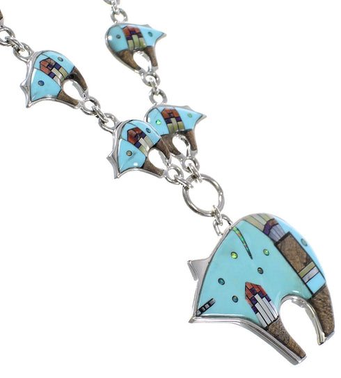 Multicolor Sterling Silver Mesa Design Bear Link Necklace Set WX71706