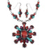Multicolor Genuine Sterling Silver Southwestern Link Necklace And Earrings Set WX71799