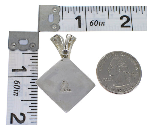 Turquoise And Opal Southwestern Sterling Silver Pendant WX63507