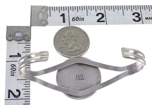 Sterling Silver Multicolor Native American Design Cuff Bracelet VX63898