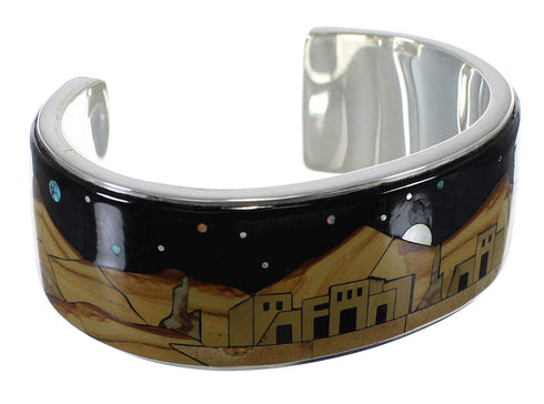 Multicolor Silver Native American Pueblo Design Bracelet VX63955