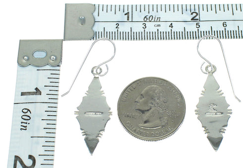 Turquoise Inlay Silver Hook Dangle Earrings AX78560