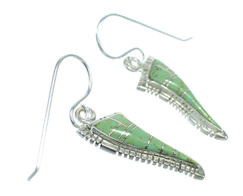 Turquoise Inlay Silver Hook Dangle Earrings AX78589