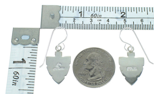 Turquoise Inlay Sterling Silver Eagle And Arrowhead Hook Dangle Earrings AX78657