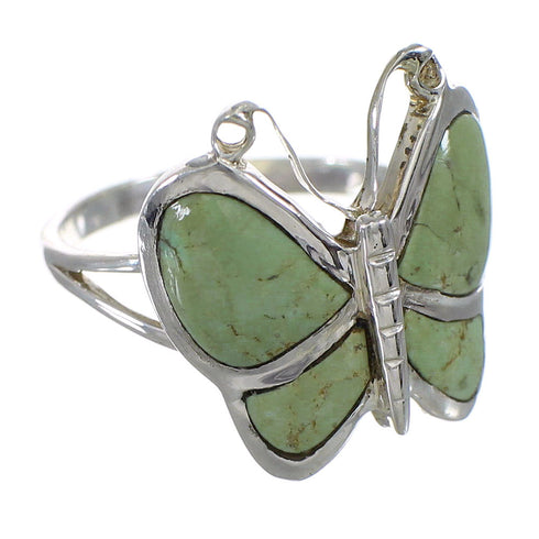 Turquoise And Silver Southwestern Butterfly Ring Size 6-1/4 YX80144