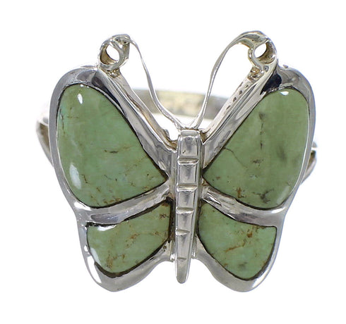 Turquoise And Silver Southwestern Butterfly Ring Size 6-1/4 YX80144
