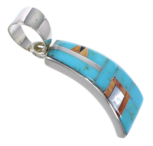 Authentic Sterling Silver And Multicolor Inlay Southwest Pendant VX64488