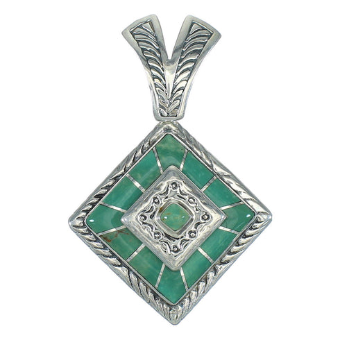 Southwest Turquoise Inlay Silver Jewelry Pendant MX65207