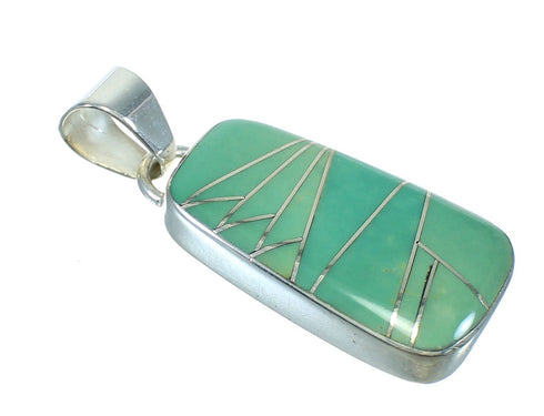 Southwest Authentic Sterling Silver Turquoise Inlay Pendant MX65325