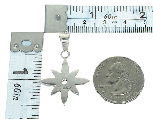 Flower Silver Turquoise Inlay Pendant MX65362