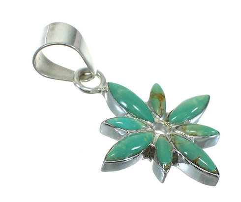 Turquoise Flower Southwest Silver Pendant MX65370