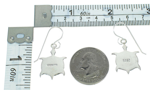 Opal And Turquoise Southwest Silver Turtle Hook Dangle Earrings MX65072