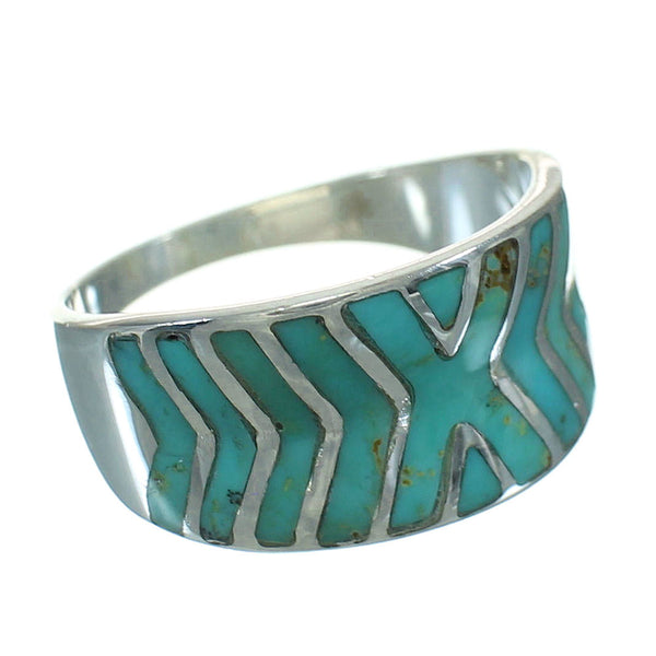 Southwestern Turquoise Silver Ring Size 5-3/4 YX79255