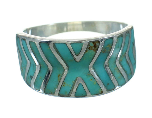 Southwestern Turquoise Silver Ring Size 5-3/4 YX79255