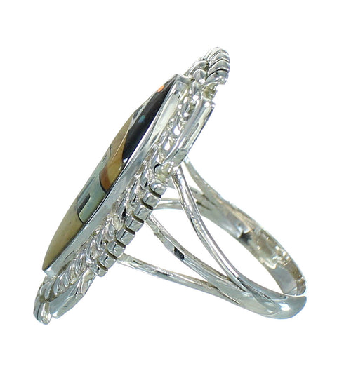 Multicolor Silver Native American Village Design Ring Size 6-3/4 AX79201