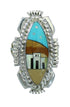 Sterling Silver Multicolor Native American Pueblo Design Ring Size 5 AX79259